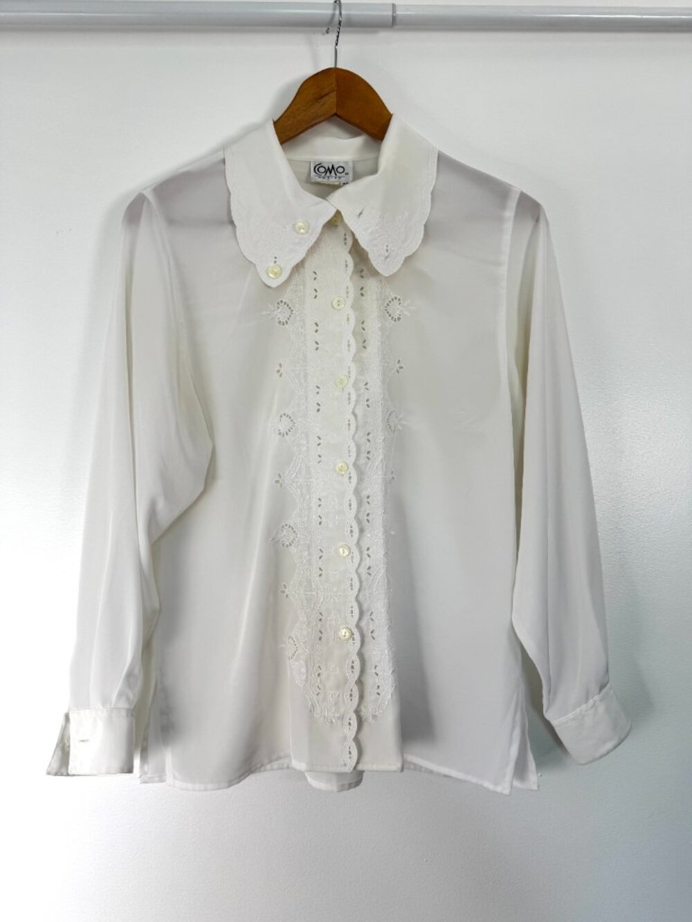 Vintage COMO white long sleeve blouse - Size M